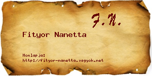 Fityor Nanetta névjegykártya